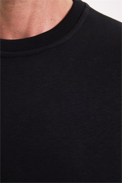 Unisex Relax Fit Rahat Kesim Pamuklu 3 İplik İçi Polarlı Basic Siyah Bisiklet Yaka Sweatshirt