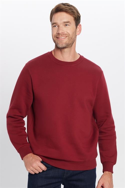 Unisex Relax Fit Rahat Kesim Pamuklu 3 İplik İçi Polarlı Basic Bordo Bisiklet Yaka Sweatshirt