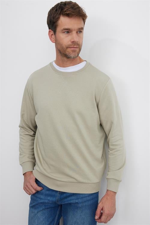 Unisex Relax Fit Rahat Kesim %100 Pamuk 3 İplik Basic Taş Bisiklet Yaka Sweatshirt