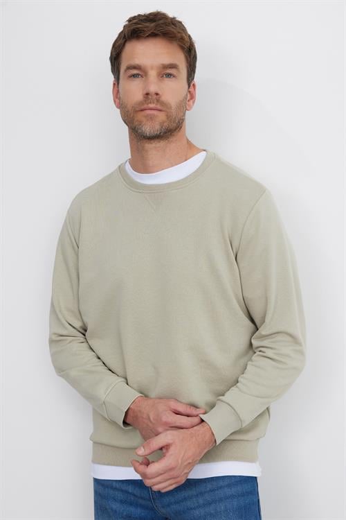 Unisex Relax Fit Rahat Kesim %100 Pamuk 3 İplik Basic Taş Bisiklet Yaka Sweatshirt