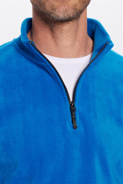 Unisex Standart Fit Anti-pilling Tüylenme Yapmayan Soğuk Geçirmez Sax Mavi Dik Bato Yaka Polar Sweatshirt