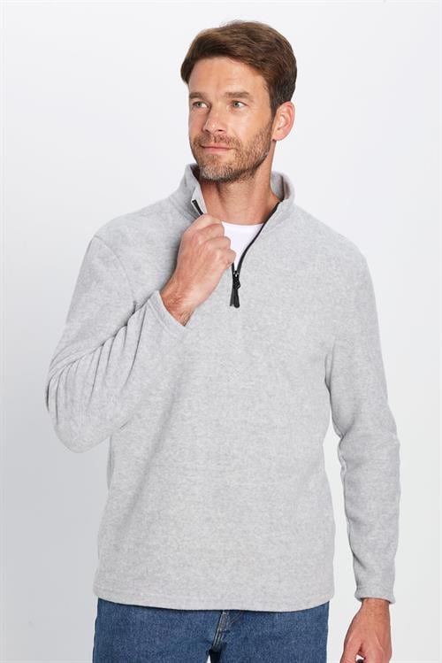 Unisex Standart Fit Anti-pilling Tüylenme Yapmayan Soğuk Geçirmez Gri Dik Bato Yaka Polar Sweatshirt