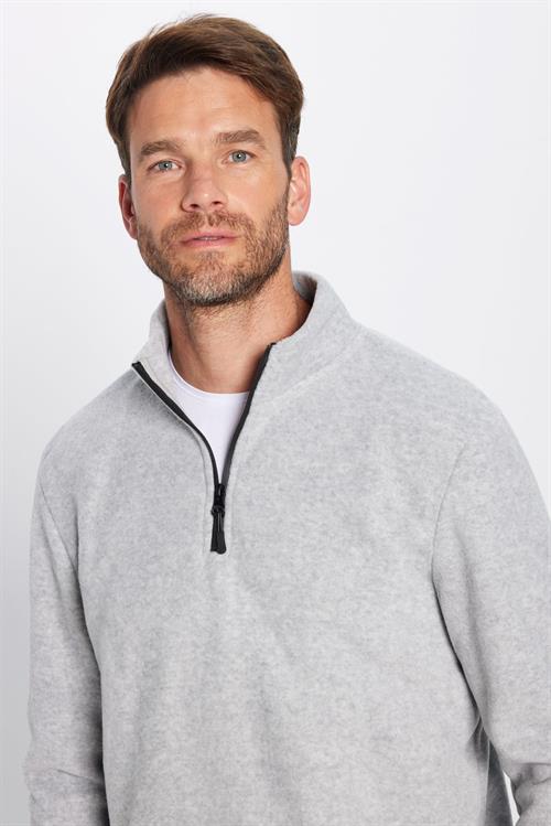 Unisex Standart Fit Anti-pilling Tüylenme Yapmayan Soğuk Geçirmez Gri Dik Bato Yaka Polar Sweatshirt
