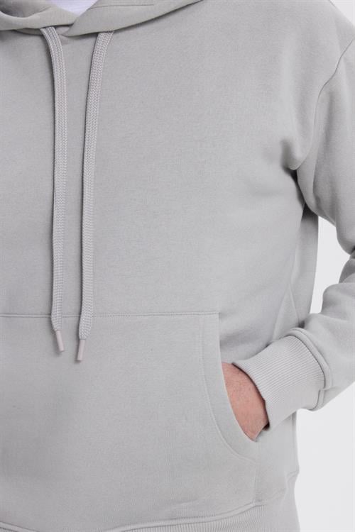 Unisex Oversize Geniş Kesim Pamuklu Yumuşak Dokulu İçi Polarlı Basic Taş Renk Kapüşonlu Sweatshirt