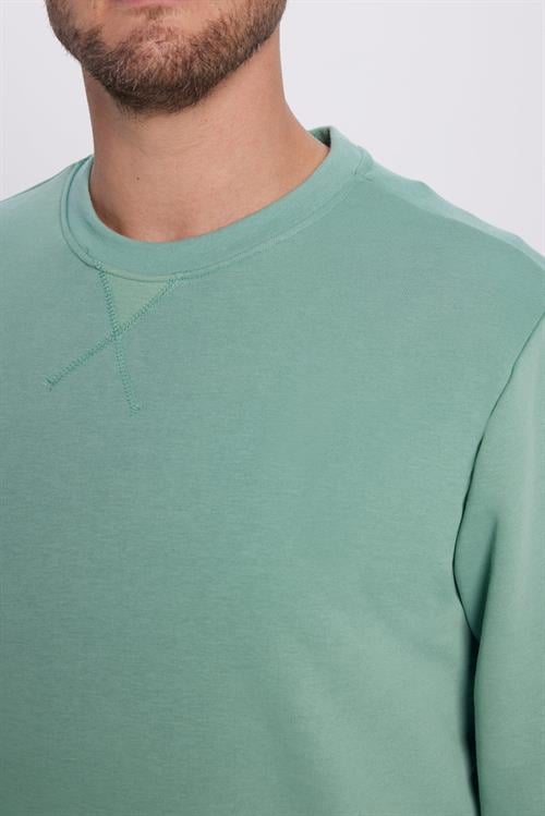 Unisex Oversize Geniş Kesim Pamuklu Basic Yeşil Bisiklet Yaka Sweatshirt