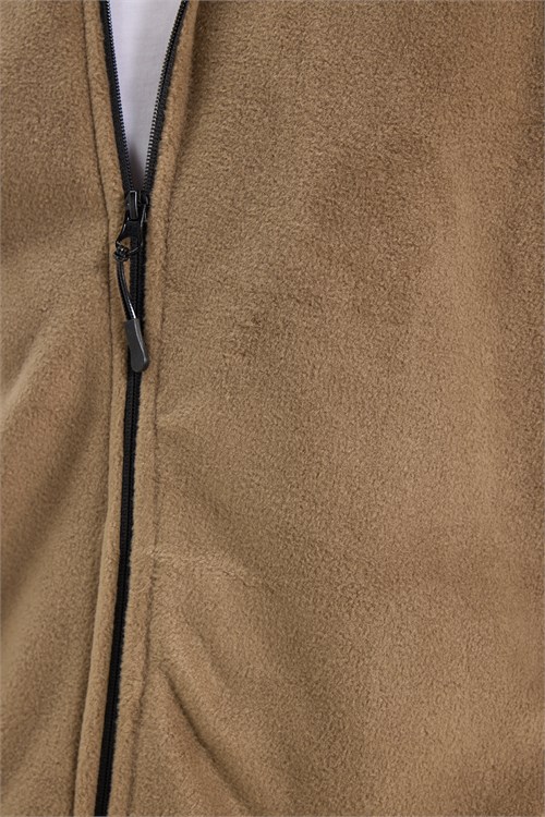 Unisex Haki Tüylenmeye Karşı Dirençli Standart Fit Tam Fermuarlı Soğuğa Karşı Dayanıklı Polar Hırka