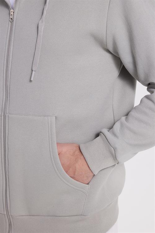 Unisex Relax Fit Rahat Kesim Pamuklu İçi Polarlı Çift Cepli Tam Fermuarlı Taş Kapüşonlu Sweatshirt