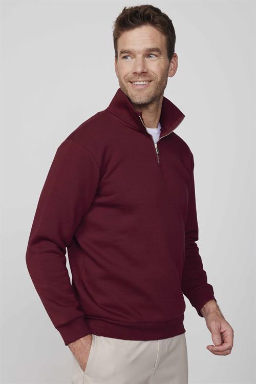 Unisex 3lü Paket Siyah-Bordo-Ekru Relax Fit Pamuklu Yarım Fermuarlı Dik Yaka Sweatshirt