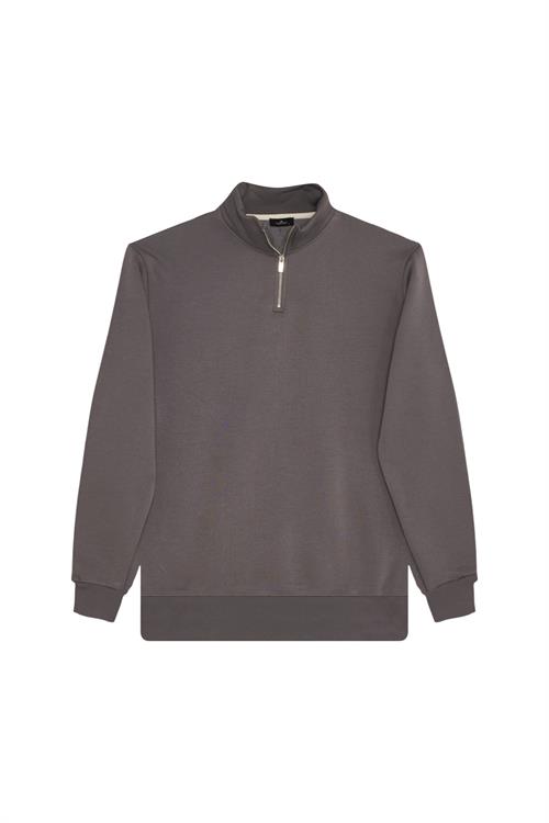 Unisex 3lü Paket Lacivert-İndigo-Gri Relax Fit Pamuklu Yarım Fermuarlı Dik Yaka Sweatshirt