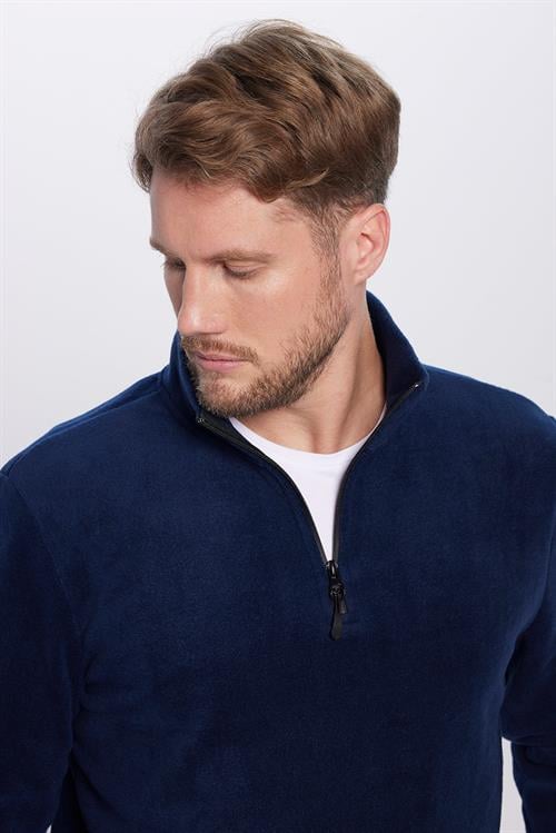 Unisex 3lü Paket Lacivert-Gri-Siyah Standart Fit Tüylenme Yapmayan Soğuk Geçirmez Polar Sweatshirt