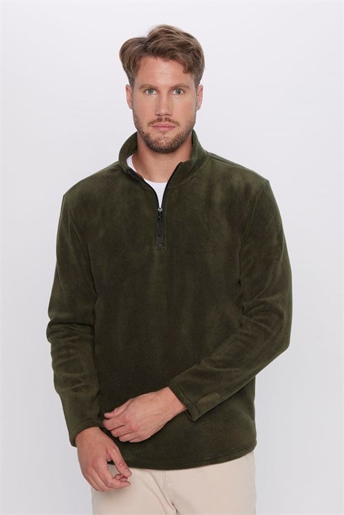 Unisex 3lü Paket Bordo-Füme-Koyu Haki Standart Fit Soğuğa Karşı Dayanıklı Polar Sweatshirt
