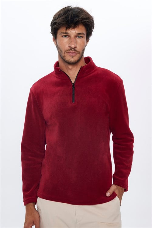 Unisex 3lü Paket Bordo-Füme-Koyu Haki Standart Fit Soğuğa Karşı Dayanıklı Polar Sweatshirt