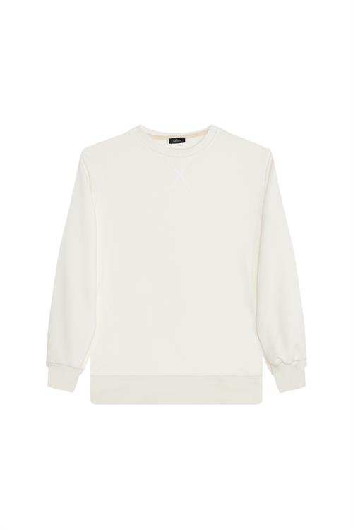 Unisex 3lü Paket Beyaz-Yeşil-Mavi Relax Fit %100 Pamuk 3 İplik Bisiklet Yaka Sweatshirt