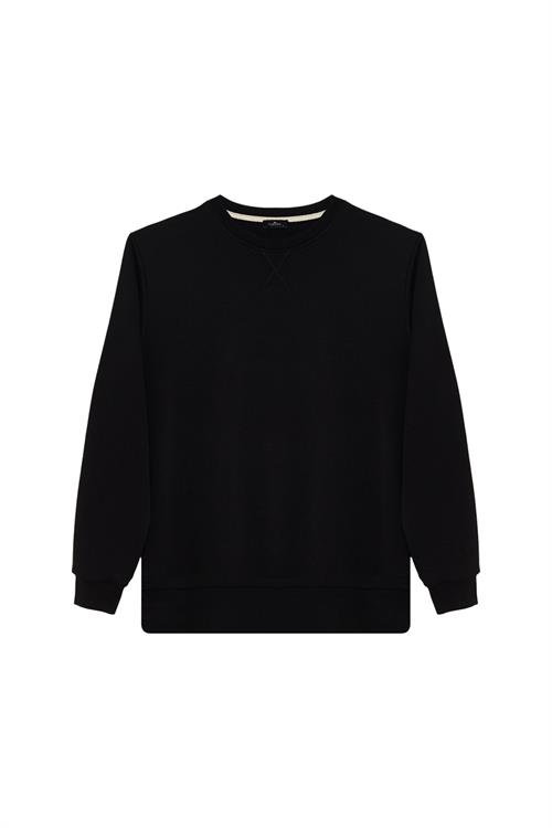 Unisex 3lü Paket Siyah-Yeşil-Taş Relax Fit %100 Pamuk 3 İplik Bisiklet Yaka Sweatshirt