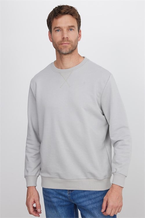 Unisex 3lü Paket Siyah-İndigo-Taş Relax Fit %100 Pamuk 3 İplik Bisiklet Yaka Sweatshirt