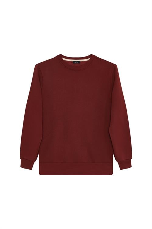 Unisex 3lü Paket Beyaz-Kiremit-Gri Relax Fit Pamuklu 3 İplik İçi Polarlı Bisiklet Yaka Sweatshirt