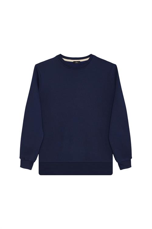 Unisex 3lü Paket Siyah-Gri-Lacivert Relax Fit Pamuklu 3 İplik İçi Polarlı Bisiklet Yaka Sweatshirt