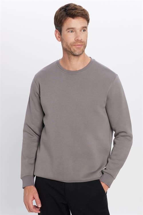 Unisex 3lü Paket Bordo-Gri-Yeşil Relax Fit Pamuklu 3 İplik İçi Polarlı Bisiklet Yaka Sweatshirt