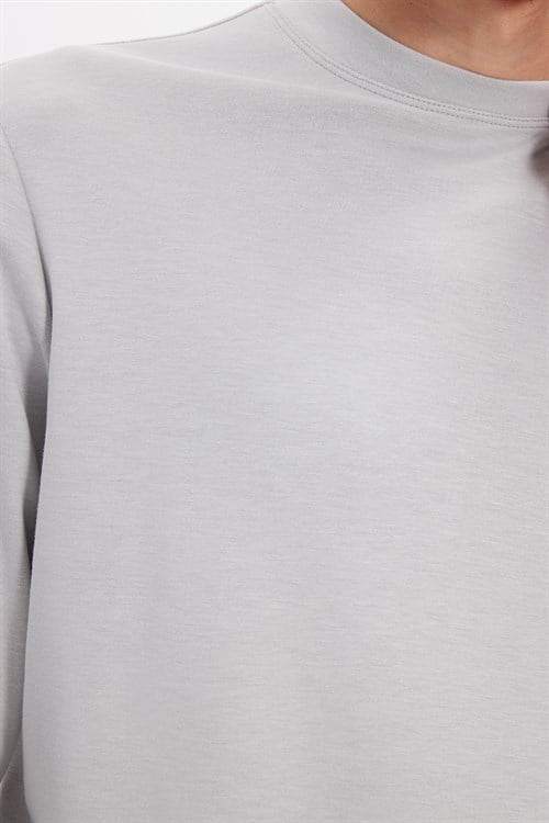 Erkek Standart Fit Normal Kesim Uzun Kollu Ekstra Soft Modal Kumaş Bisiklet Yaka Taş Sweatshirt