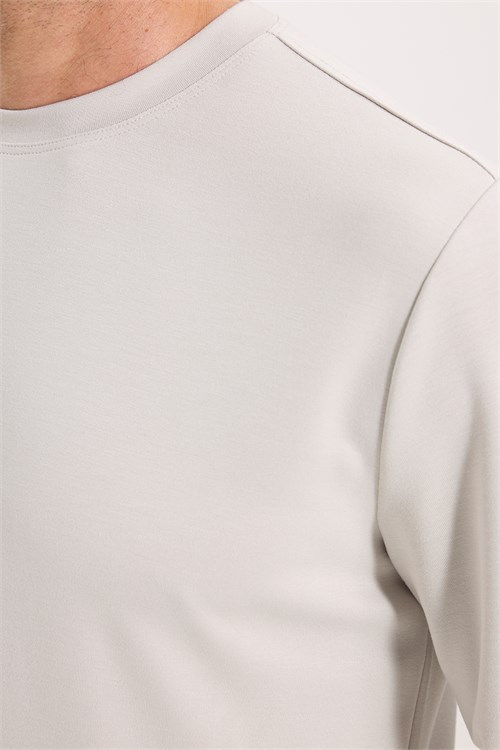 Erkek Standart Fit Normal Kesim Uzun Kollu Ekstra Soft Modal Kumaş Bisiklet Yaka Taş Sweatshirt