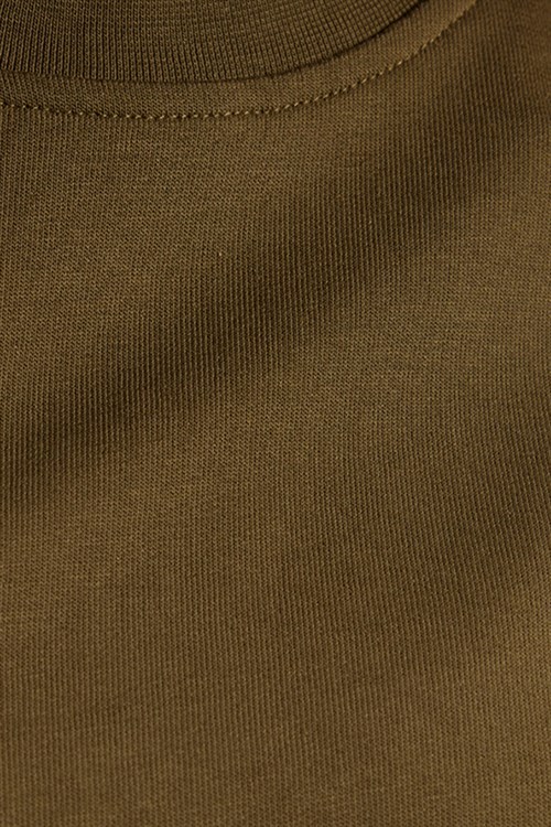 Kadın Oversize Geniş Kesim %100 Pamuk 2 İplik Bisiklet Yaka Haki Sweatshirt 
