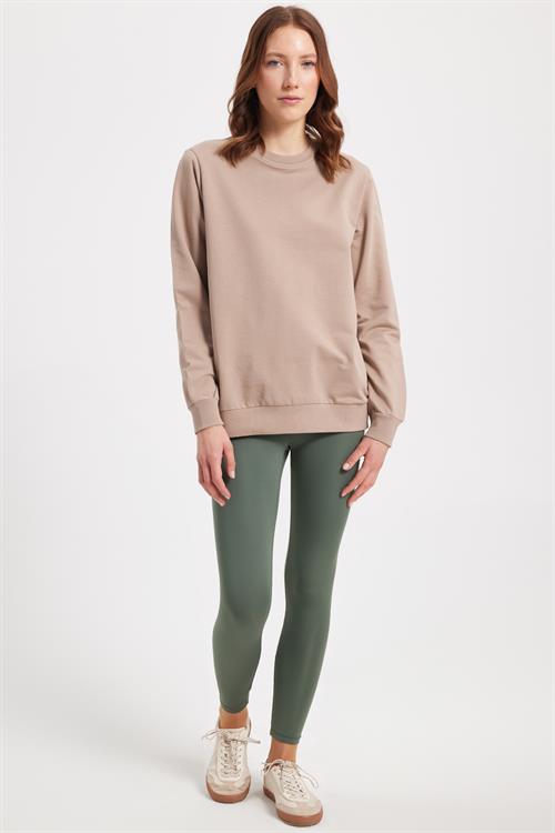 Kadın Oversize Geniş Kesim %100 Pamuk 2 İplik Bisiklet Yaka Taş Sweatshirt 