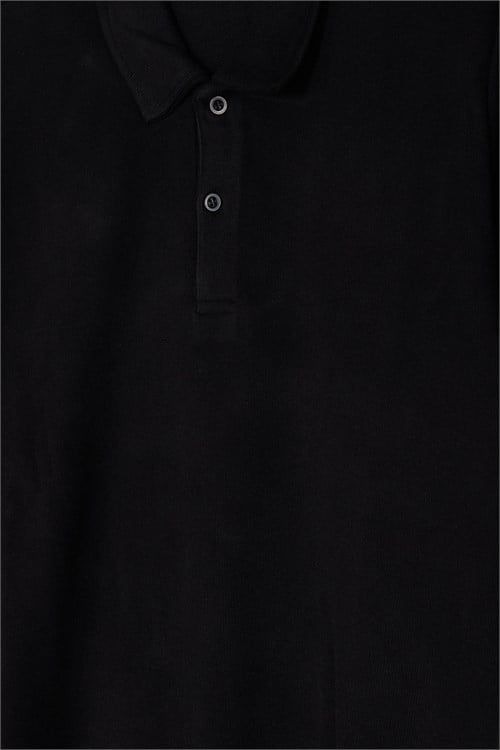 Erkek Regular Fit Klasik Kesim Uzun Kollu Siyah Polo Yaka Sweatshirt