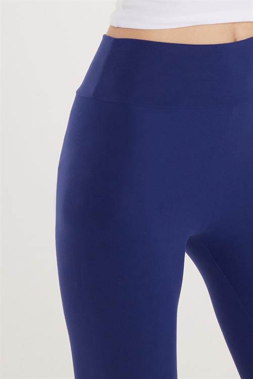 Kadın Slim Fit Dar Kesim İnterlok Lacivert Tayt