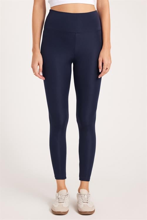 Kadın Slim Fit Dar Kesim Scuba Kumaş Beli Lastikli Lacivert Tayt
