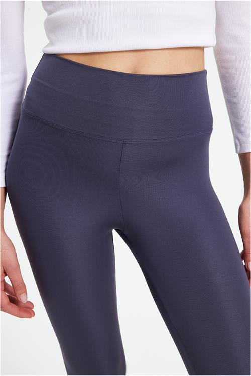 Kadın Slim Fit Dar Kesim Scuba Kumaş Beli Lastikli Antrasit Tayt