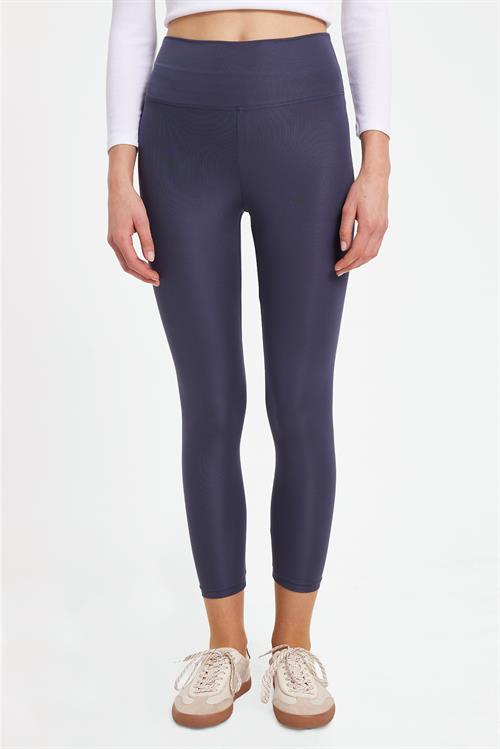 Kadın Slim Fit Dar Kesim Scuba Kumaş Beli Lastikli Antrasit Tayt