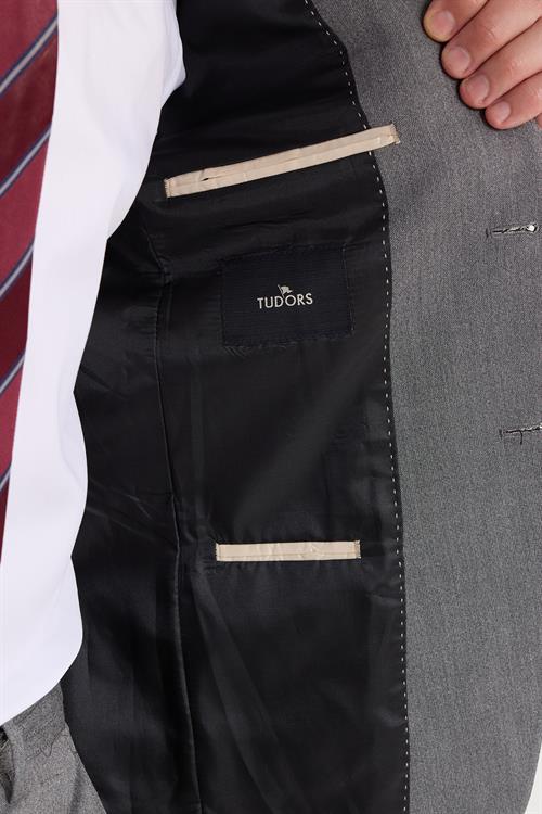 Erkek Regular Fit Esnek Likralı Kumaş Mono Yaka Torba Cepli Takım Elbise
