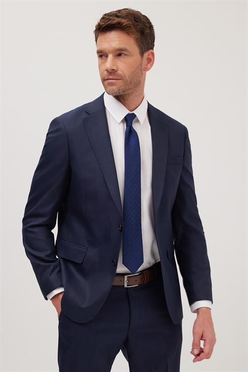 Erkek Slim Fit Mono Yaka Koyu Lacivert Takım Elbise