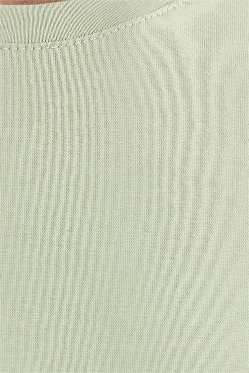 Erkek Slim Fit Dar Kesim Pamuklu Yumuşak Doku Likralı Esnek Kumaş Basic Mint Bisiklet Yaka Tişört