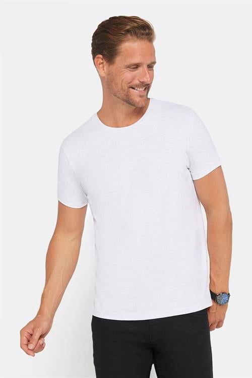 Erkek Slim Fit Dar Kesim Pamuklu Yumuşak Doku Likralı Esnek Kumaş Basic Gri Bisiklet Yaka Tişört
