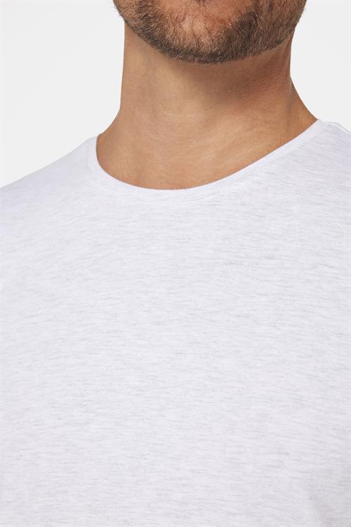 Erkek Slim Fit Dar Kesim Pamuklu Yumuşak Doku Likralı Esnek Kumaş Basic Gri Bisiklet Yaka Tişört