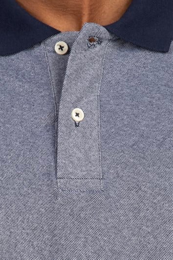 Erkek Slim Fit Dar Kesim %100 Pamuk Düz Pike Lacivert Polo Yaka Tişört