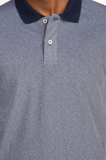 Erkek Slim Fit Dar Kesim %100 Pamuk Düz Pike Lacivert Polo Yaka Tişört
