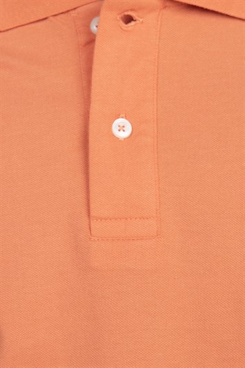 Erkek Slim Fit Dar Kesim %100 Pamuk Düz Pike turuncu Polo Yaka Tişört