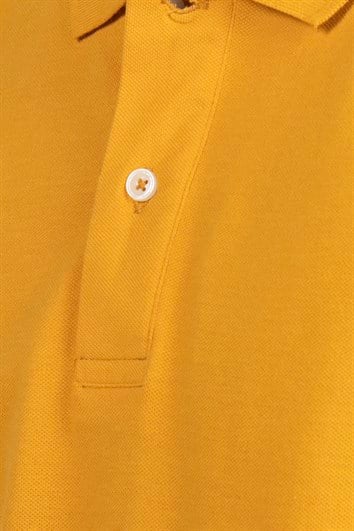 Erkek Slim Fit Dar Kesim %100 Pamuk Düz Pike Hardal Renk Polo Yaka Tişört