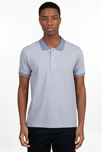 Erkek Slim Fit Dar Kesim Pamuklu Düz Pike Gri Polo Yaka Tişört