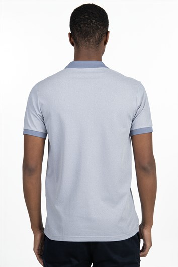 Erkek Slim Fit Dar Kesim Pamuklu Düz Pike Gri Polo Yaka Tişört