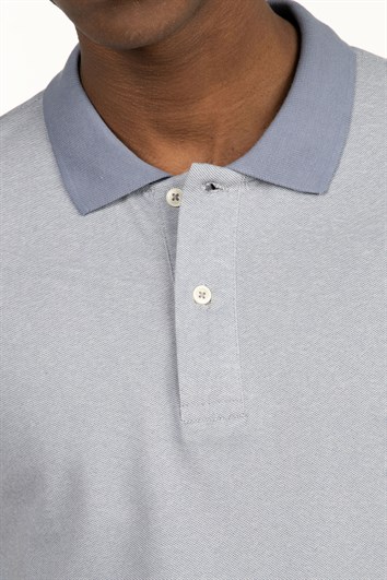 Erkek Slim Fit Dar Kesim Pamuklu Düz Pike Gri Polo Yaka Tişört