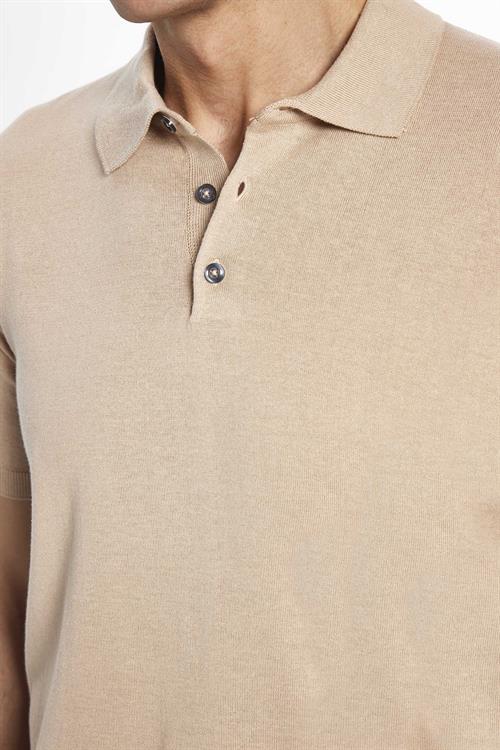 Erkek Slim Fit Dar Kesim Pamuklu Örme Triko Taş Polo Yaka Tişört
