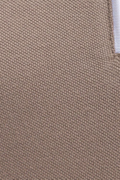 Erkek Slim Fit Dar Kesim %100 Pamuk Düz Pike Fermuarlı Kahverengi Polo Yaka Tişört