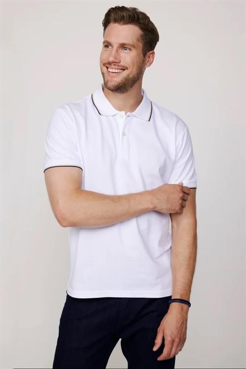 Erkek 3lü Paket Beyaz-Mavi-Lacivert Slim Fit Pamuklu Düz Pike Polo Yaka Tişört