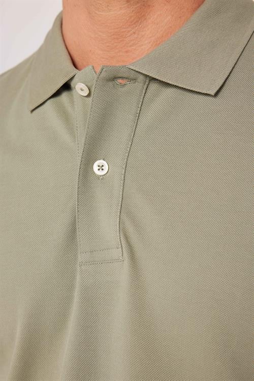 Erkek Slim Fit Dar Kesim %100 Pamuk Düz Pike Yeşil Polo Yaka Tişört