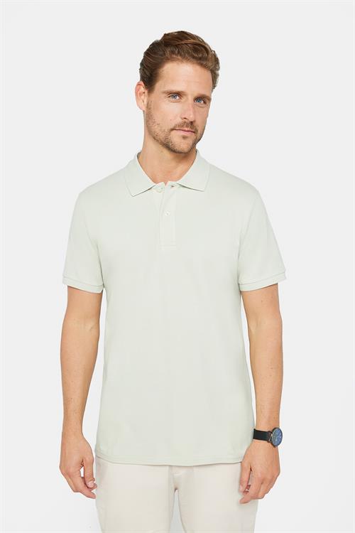 Erkek Slim Fit Dar Kesim %100 Pamuk Düz Pike Gri Polo Yaka Tişört