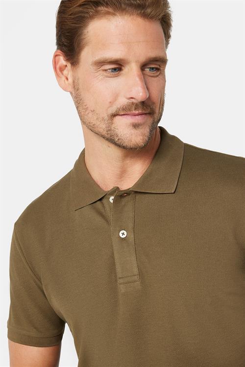 Erkek Slim Fit Dar Kesim %100 Pamuk Düz Pike Haki Polo Yaka Tişört
