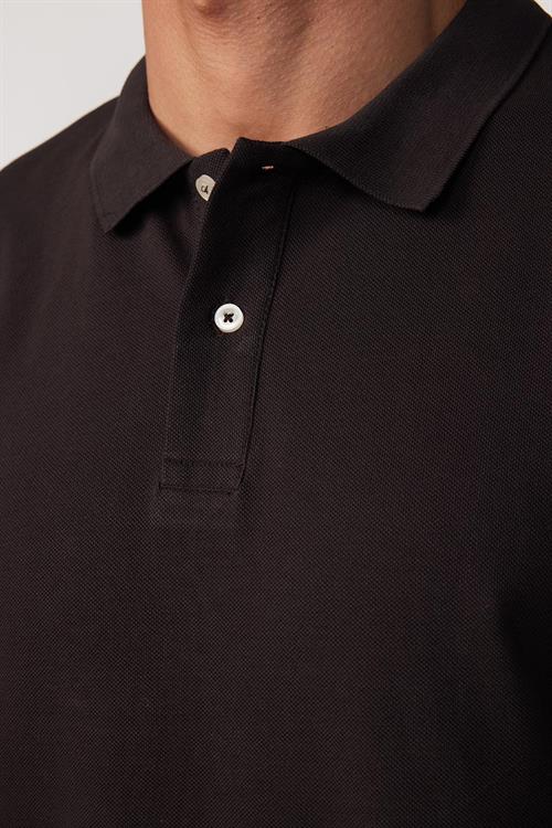 Erkek Slim Fit Dar Kesim %100 Pamuk Düz Pike Kahverengi Polo Yaka Tişört